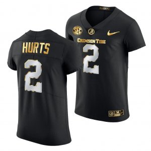 Men's Alabama Crimson Tide #2 Jalen Hurts Black Golden Edition 2020-21 NCAA College Football Jersey 2403NVAG4